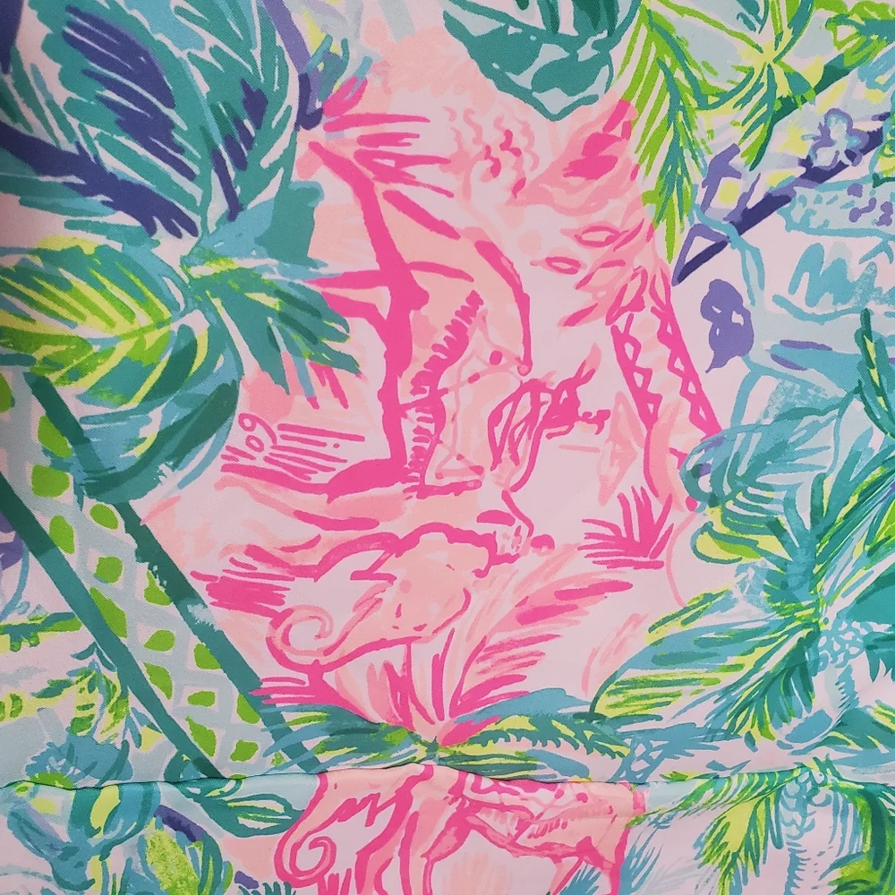 Lilly Pulitzer Christmas Tree Skirt Home Decor Bohemian Queen Pom Pom Pink Blue - Picture 5 of 10